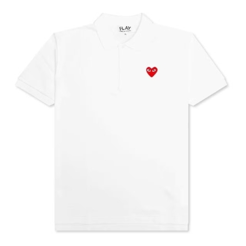 Comme des Garcons PLAY Play Red Emblem White Polo T-Shirt