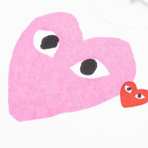 Comme des Garcons PLAY Red/Pink Emblem Heart White T-shirt