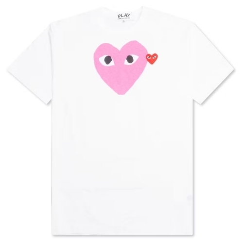 Comme des Garcons PLAY Red/Pink Emblem Heart White T-shirt