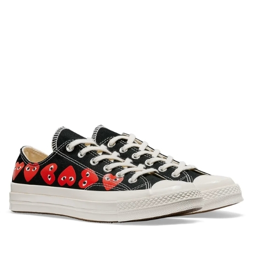 CDG Conerse Multi Hearts Low Top Black