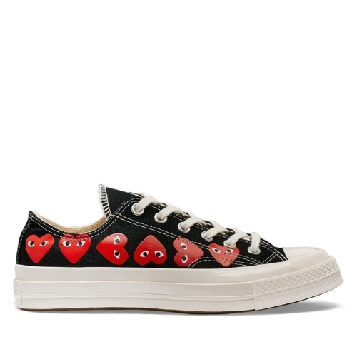 CDG Conerse Multi Hearts Low Top Black