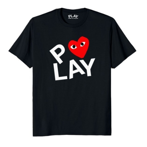CDG Play Black Double Heart Screenprint T-Shirt