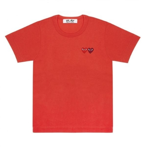 CDG Play Red T-Shirt Double Heart Emblem