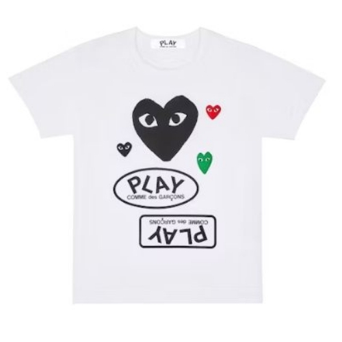CDG Play White T-Shirt Multi Logo Black Heart