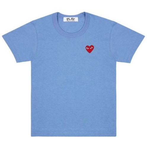 Comme Des Garçons Play Blue Tee Red Emblem