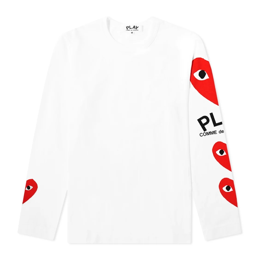 CDG PLAY Women's Multi Red Heart Sleeve Long Sleeve