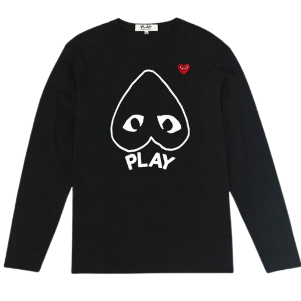 Comme des Garcons PLAY Big Heart Graphic Long Sleeve Black T-Shirt