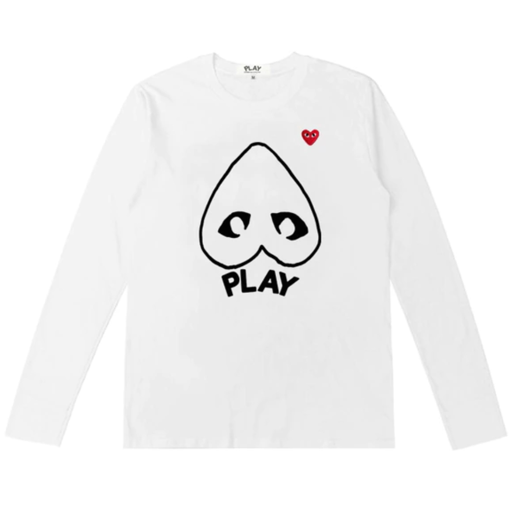 Comme des Garcons PLAY Big Heart Graphic Long Sleeve White T-Shirt