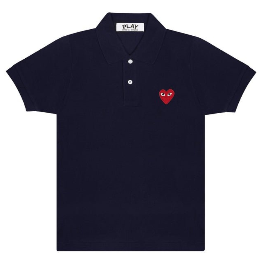 Comme des Garcons PLAY Red Heart Polo Shirt Navy