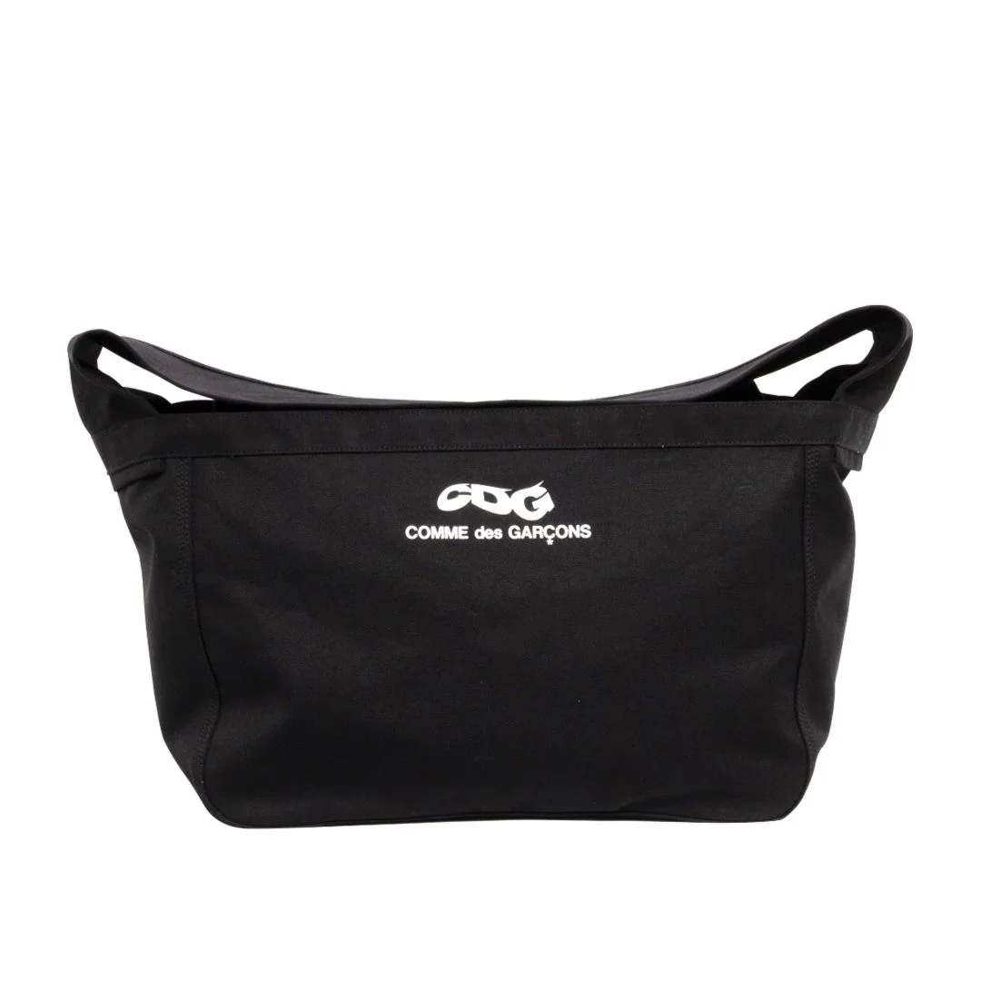 Comme Des Garcons White Logo Black Tote Bag - Comme Des Garcons Store