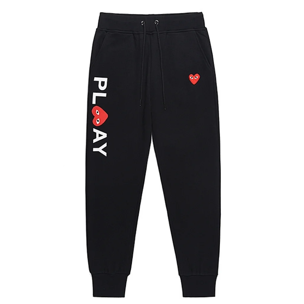 Comme des Garcons PLAY Logo Black Sweatpants Red Heart
