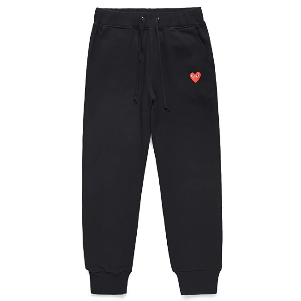Comme des Garcons PLAY Red Heart Black Sweatpants